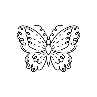 Beyaz arkaplanda karalama tarzında kelebek