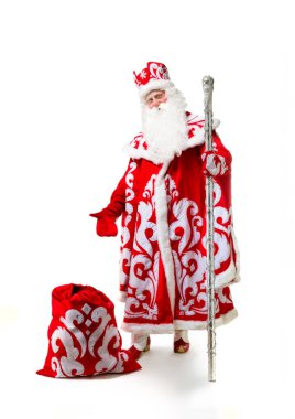 Noel Baba beyaz arka plan üzerinde izole. Ded moroz