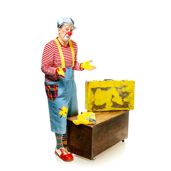 Un clown drôle avec une expression joyeuse et souriante — Photo