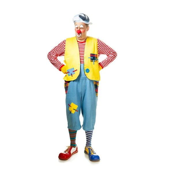 Een grappige clown met een glimlachende vrolijke uitdrukking — Stockfoto