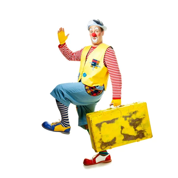 Een grappige clown met een glimlachende vrolijke uitdrukking — Stockfoto