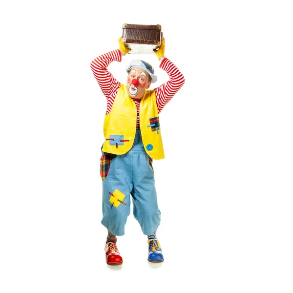 Een grappige clown met een glimlachende vrolijke uitdrukking — Stockfoto