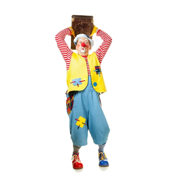 Een grappige clown met een glimlachende vrolijke uitdrukking — Stockfoto