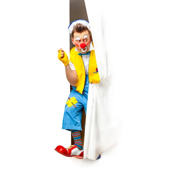 En rolig clown med leende glada uttryck — Stockfoto