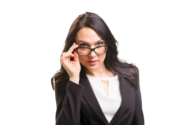 Ritratto di donna d'affari sorridente con gli occhiali — Foto Stock