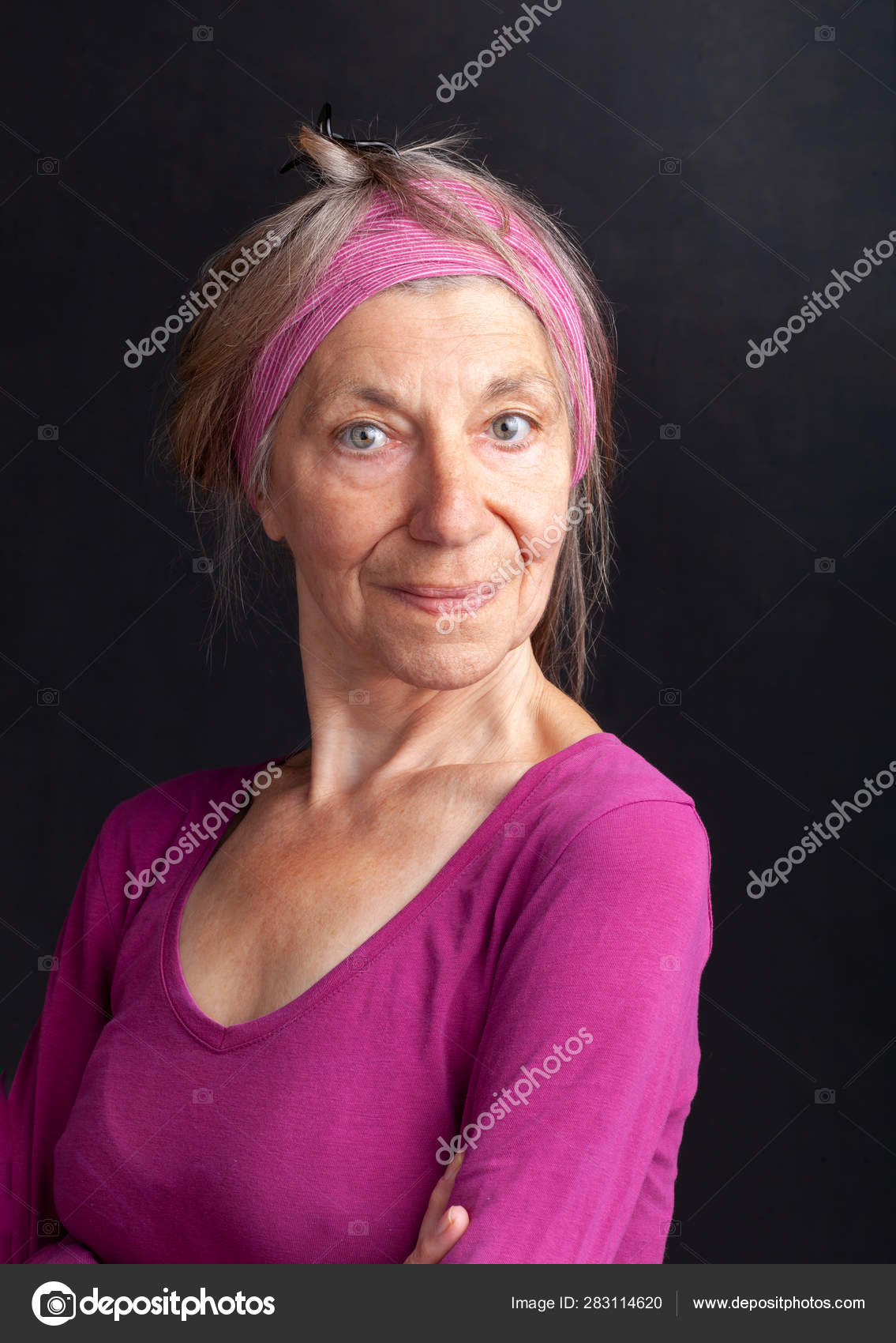 Happy Smiling In Her Seventy Five Year Old Lady Stock Photo