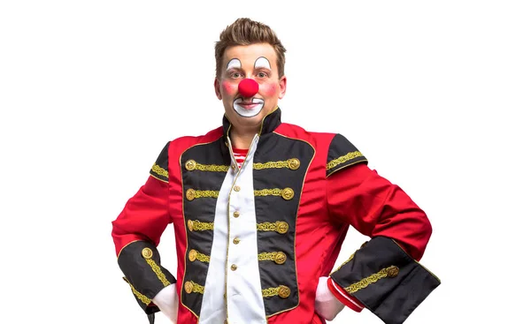 Zabawny klaun z uśmiechniętą radosną miną — Zdjęcie stockowe