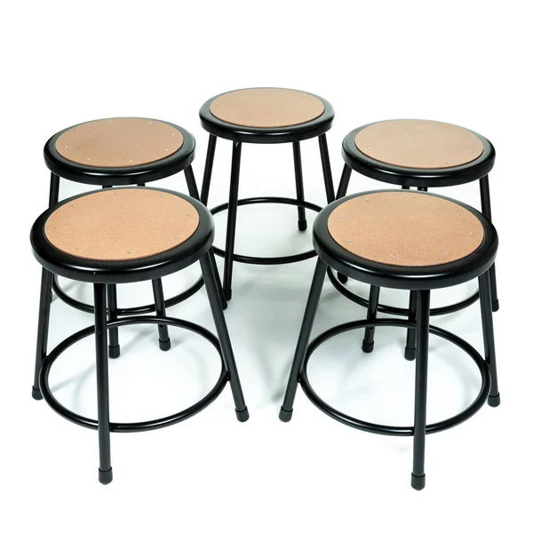 Five black metal stools — Stock Photo, Image