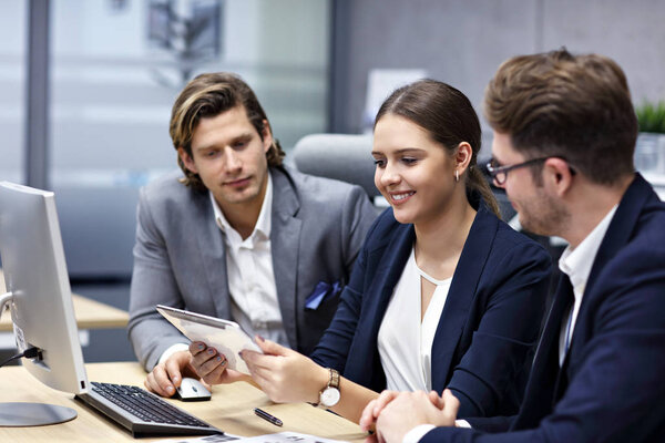 Group of business people brainstorming their ideas