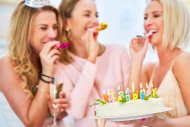 Birlikte kutlayan mutlu arkadaş grubunu sunan resim