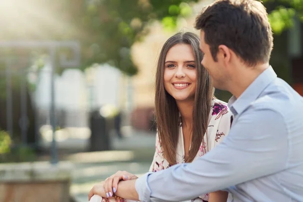Young couple dating in the park Stock Photo