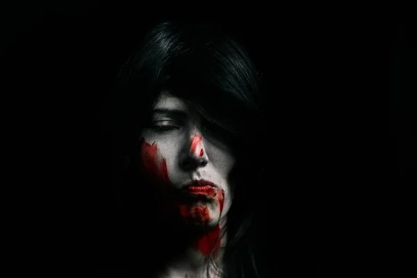 Halloween Vampire Beautiful Woman over black — Stock Photo, Image