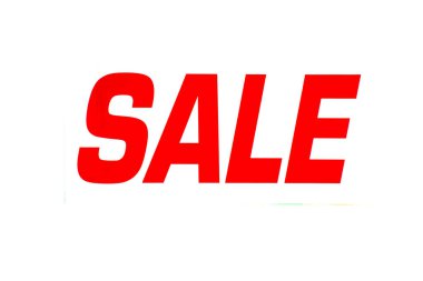 Beyaz arkaplanda kırmızı satış harfleri izole edildi.