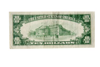 Dolar banknotu beyaz arkaplanda izole edildi