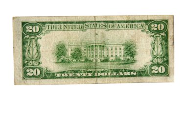 Dolar banknotu beyaz arkaplanda izole edildi