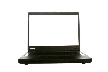 Boş ekranda beyaz arka plan ile dizüstü bilgisayar