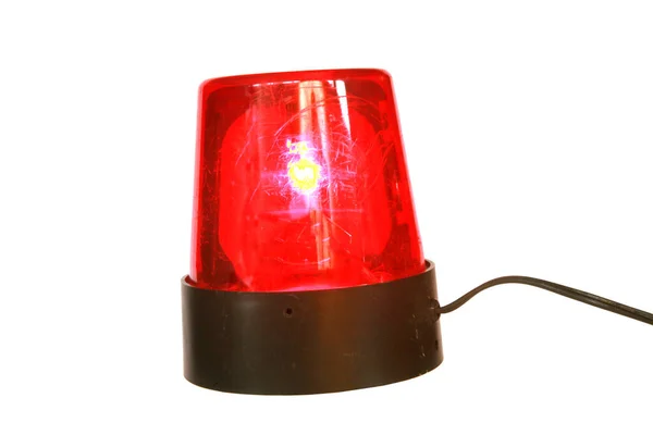 Rood Brandalarm Lamp Geïsoleerd Witte Achtergrond Stockfoto