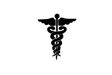 Beyaz arka plan üzerinde izole caduceus sembolü