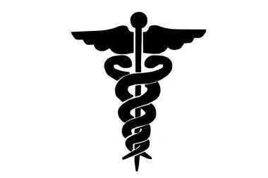 Beyaz arka plan üzerinde izole caduceus sembolü