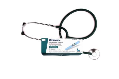 Lake Forest, California - USA - September 19, 2025: Ozempic. Semaglutide Injection. Sterile Ozempic pen. Ozempic, Semaglutide medical device. Diabetes. Obesity treatment. Weight Loss. Weight Loss. 