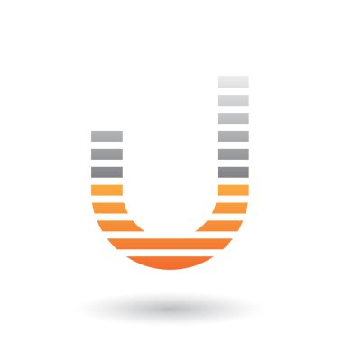 Vektör çizim siyah ve turuncu mektup U simge çizgili yatay ince beyaz arka plan üzerinde izole