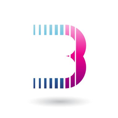 Mavi ve kırmızı mektup B simgesini dikey çizgili beyaz arka plan üzerinde izole vektör çizimi