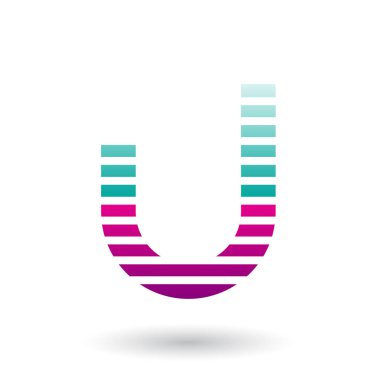 Vektör çizim yeşil ve kırmızı mektup U simge çizgili yatay ince beyaz arka plan üzerinde izole