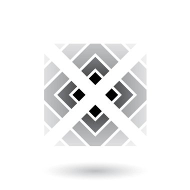 Vektör çizim, gri mektup X simgesini Meydanı'na ve beyaz arka plan üzerinde izole üçgenler ile