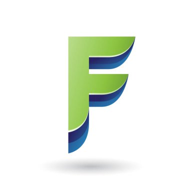 Vektör çizimi bir katmanlı mektup beyaz arka plan üzerinde izole F için 3d yeşil simge