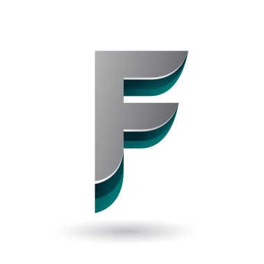 Vektör çizimi bir katmanlı mektup beyaz arka plan üzerinde izole F için 3d gri simgesi