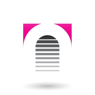 İllüstrasyon kırmızı ve beyaz arka plan üzerinde izole A harfi için siyah ters U simge vektör