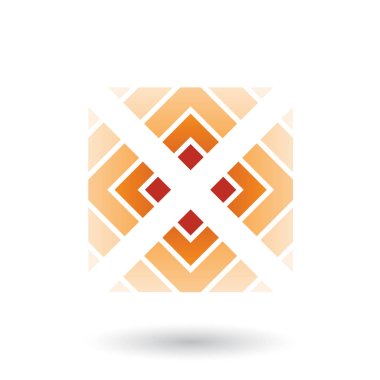 Vektör çizim, turuncu mektup X simgesini Meydanı'na ve beyaz arka plan üzerinde izole üçgenler ile