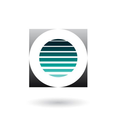 Çizgili kare siyah ve yeşil simge vektör çizim harf O beyaz arka plan üzerinde izole için