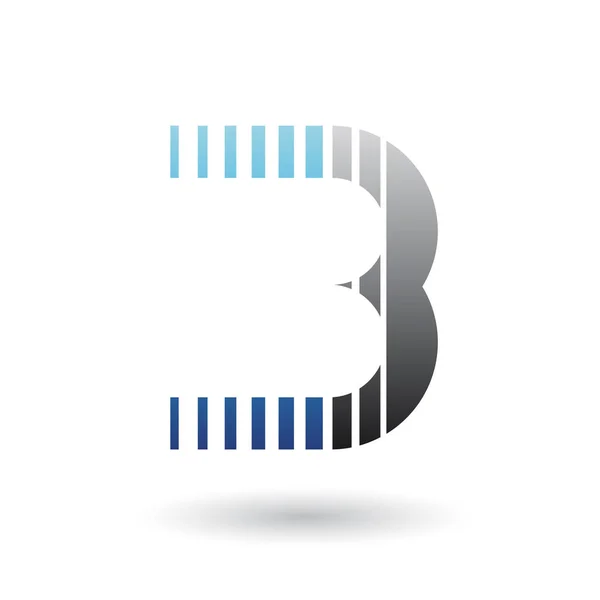 Vector Illustration Blue Black Letter Icon Vertical Stripes Isolated White — Stock Vector