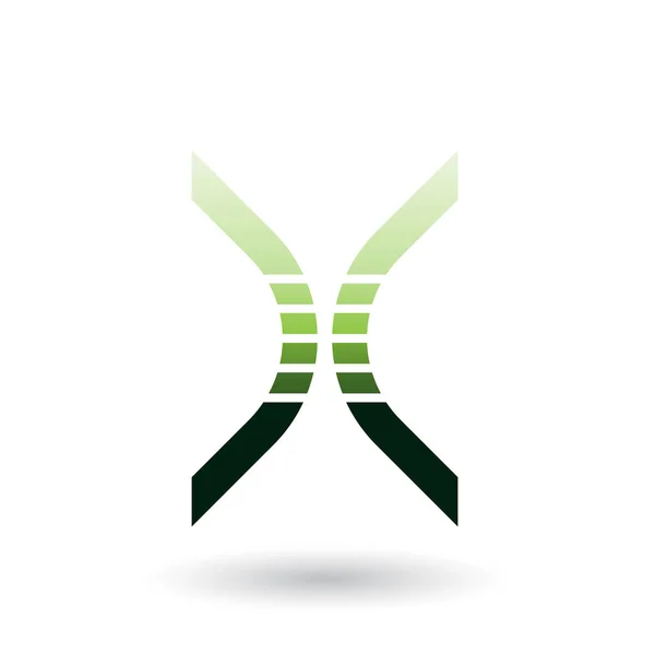Vektorové Ilustrace Prokládané Ikony Zelené Luk Tvaru Písmene Izolovaných Bílém — Stockový vektor