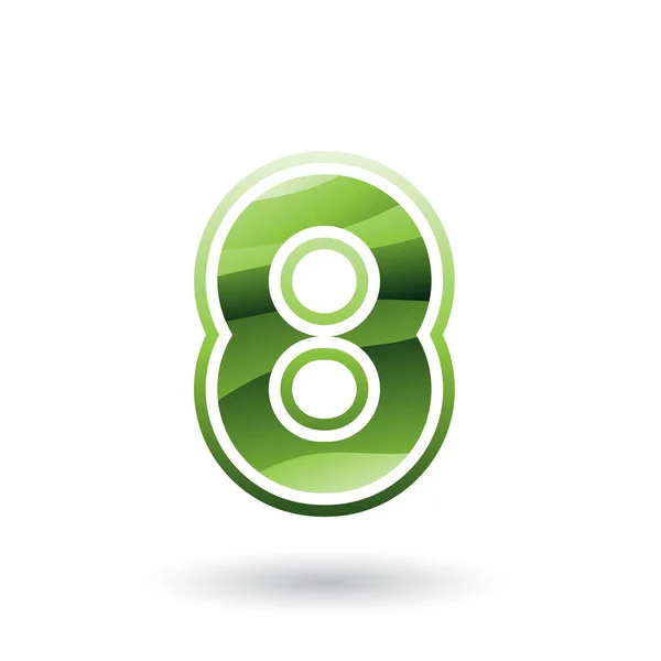 Illustrazione Vettoriale Icona Rotonda Verde Numero Isolata Sfondo Bianco — Vettoriale Stock
