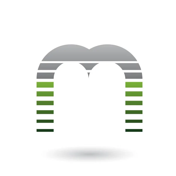 Vektorillustration Svart Och Grön Bokstav Ikonen Med Horisontella Ränder Isolerad — Stock vektor