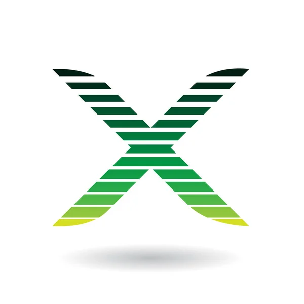 Vektorové Ilustrace Zaoblené Pruhované Zelené Ikony Pro Písmeno — Stockový vektor