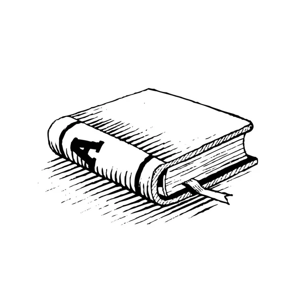 Dessin Encre Vectorisée Livre Noir Isolé Sur Fond Blanc — Image vectorielle