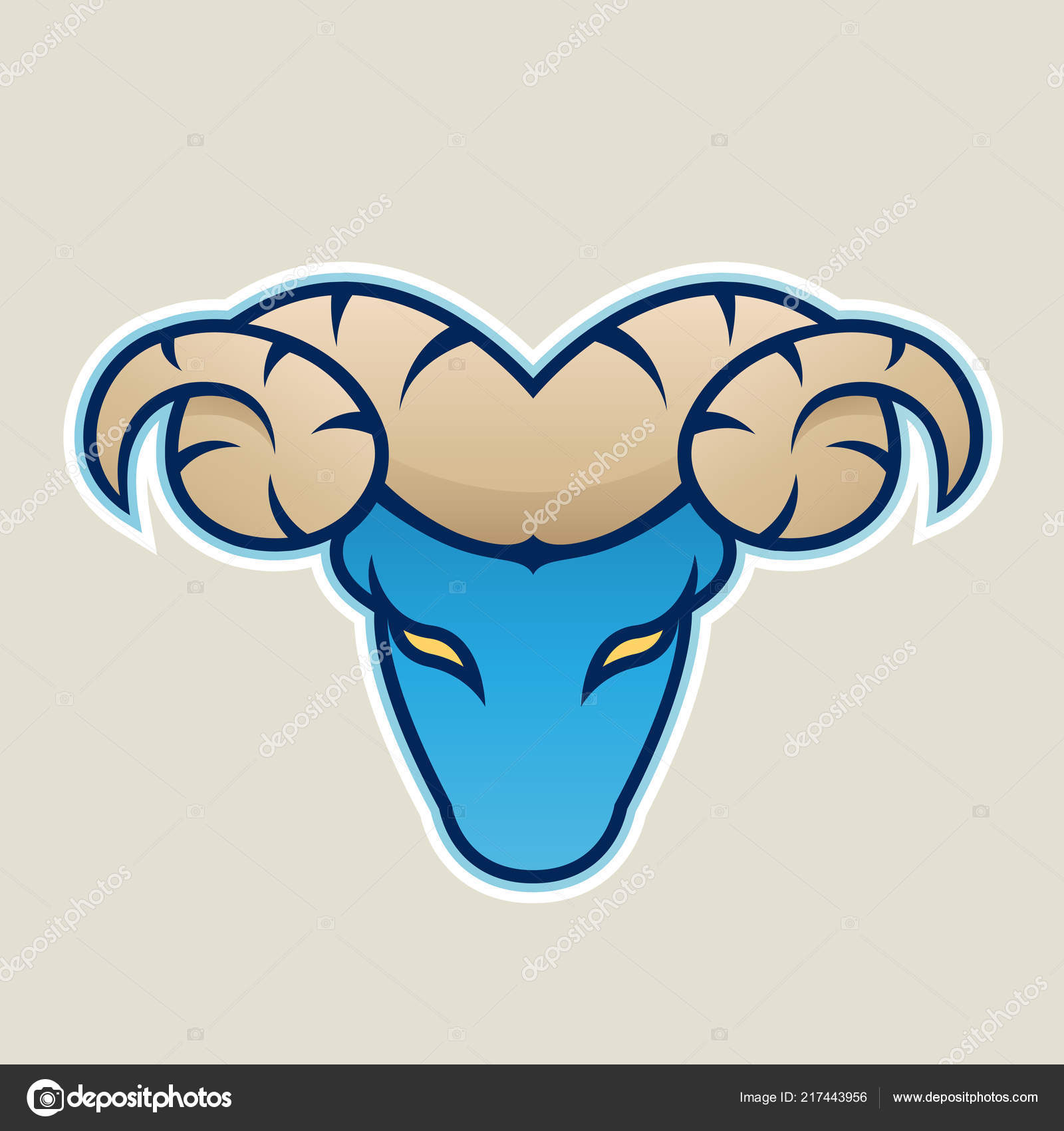 Vector Illustration Blue Aries Ram Cartoon Icon Isolated White Background  Stock Vector Image by ©cidepix #217443956