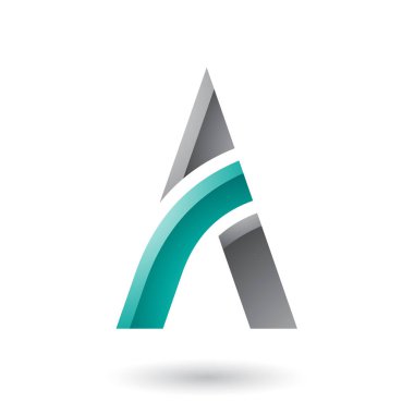 Vektör çizim siyah ve yeşil mektup A bir eğdi bir beyaz arka plan üzerinde izole sopa ile