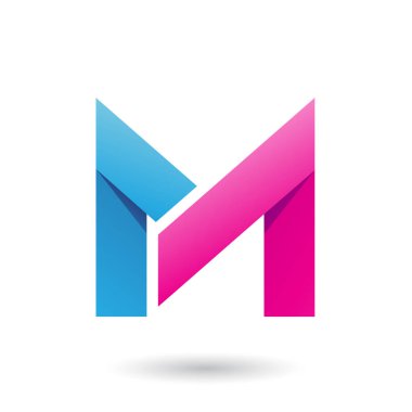 Vector Illustration of Blue and Magenta Folded Paper Letter M isolated on a White Background clipart