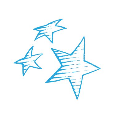 İllüstrasyon mavi Vectorized mürekkep kroki, beyaz arka plan üzerinde izole yıldız