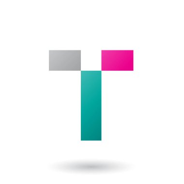 Vektör illüstrasyon yeşil harfi T ile dikdörtgen şekiller bir beyaz arka plan üzerinde izole