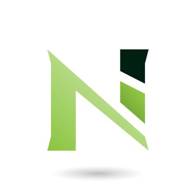 Vektör çizim, yeşil dilimlenmiş mektup beyaz arka plan üzerinde izole N