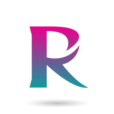 Vektör illüstrasyon kırmızı ve yeşil degrade R dikenli bir beyaz arka plan üzerinde izole kuyruğu ile