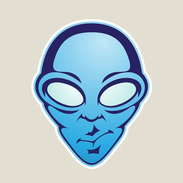 Vektor Illustration Von Blauen Alien Kopf Cartoon Symbol Isoliert Auf — Stockvektor