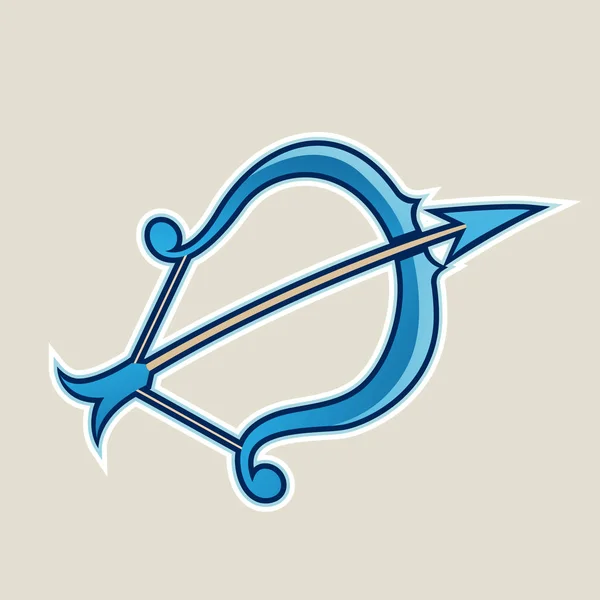 ベクトル図の青弓と矢印漫画アイコン白背景に分離 — ストックベクタ