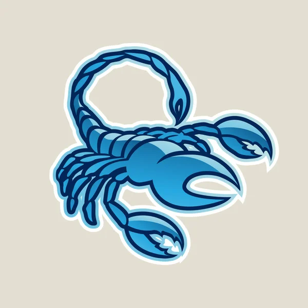 Vektorové Ilustrace Modré Lesklé Scorpion Ikona Izolovaných Bílém Pozadí — Stockový vektor
