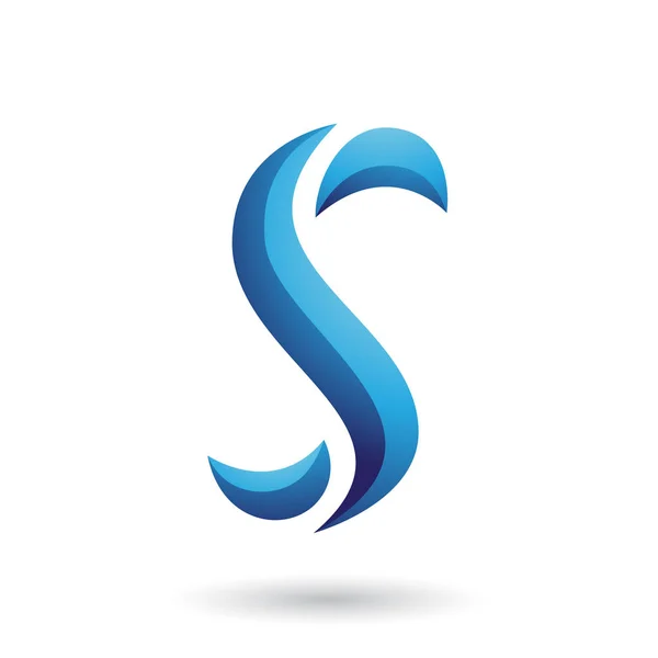 Vector Illustration Blue Snake Shaped Letter Isolated White Background — Stock Vector